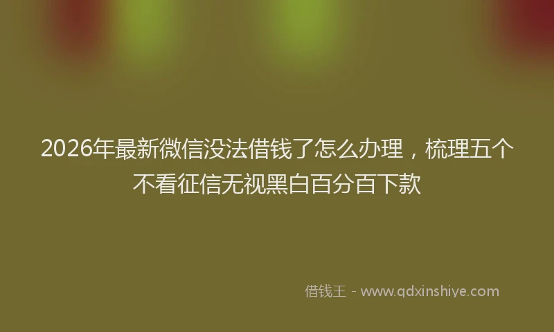 2026年最新微信没法借钱了怎么办理，梳理五个不看征信无视黑白百分百下款