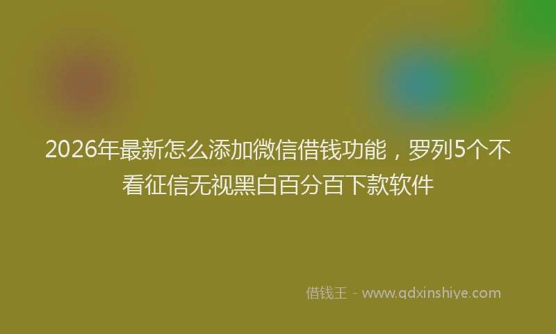 2026年最新怎么添加微信借钱功能，罗列5个不看征信无视黑白百分百下款软件