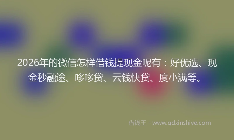 2026年的微信怎样借钱提现金呢有：好优选、现金秒融途、哆哆贷、云钱快贷、度小满等。