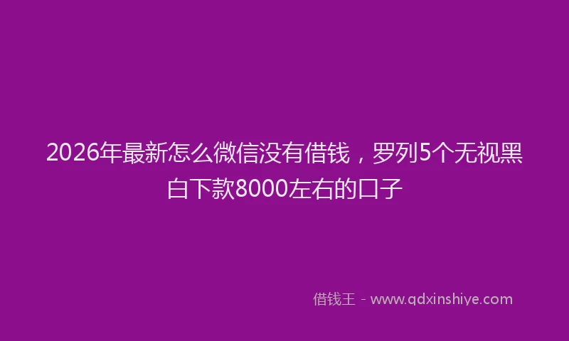2026年最新怎么微信没有借钱，罗列5个无视黑白下款8000左右的口子
