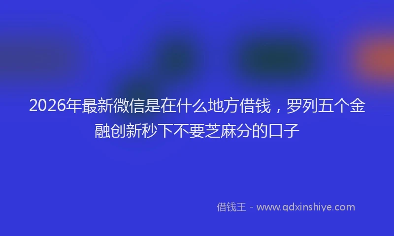 2026年最新微信是在什么地方借钱，罗列五个金融创新秒下不要芝麻分的口子