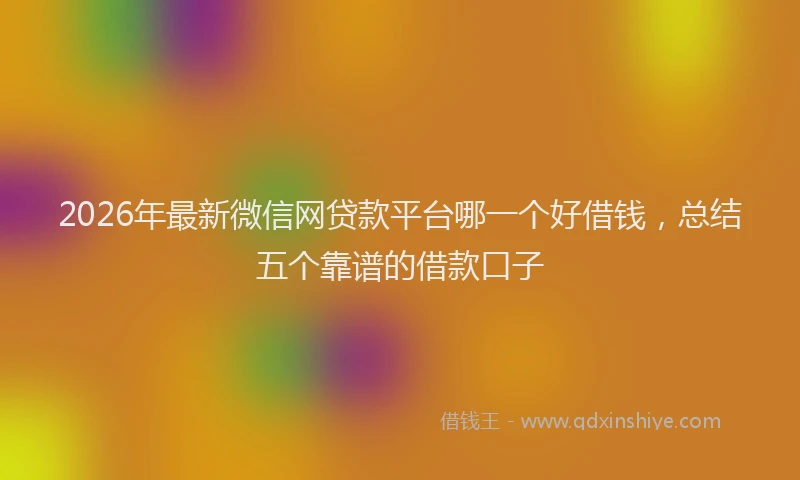 2026年最新微信网贷款平台哪一个好借钱，总结五个靠谱的借款口子