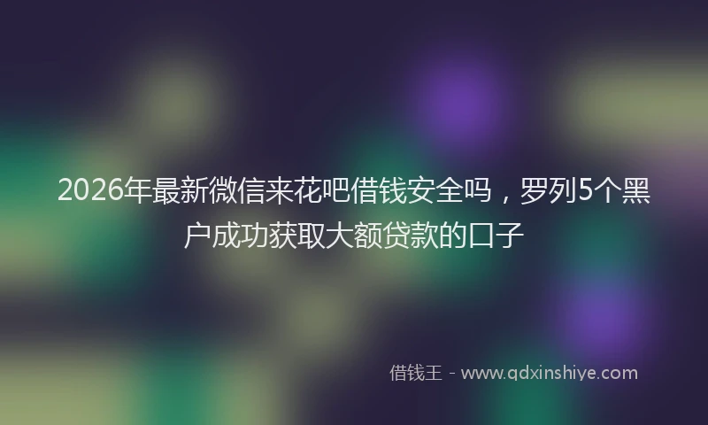 2026年最新微信来花吧借钱安全吗，罗列5个黑户成功获取大额贷款的口子