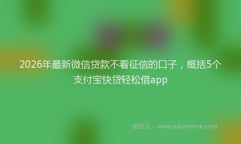 2026年最新微信贷款不看征信的口子，概括5个支付宝快贷轻松借app