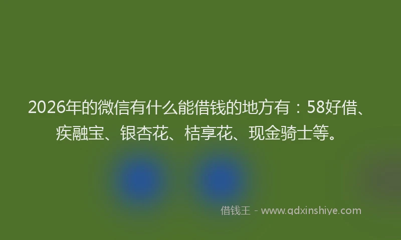 2026年的微信有什么能借钱的地方有：58好借、疾融宝、银杏花、桔享花、现金骑士等。