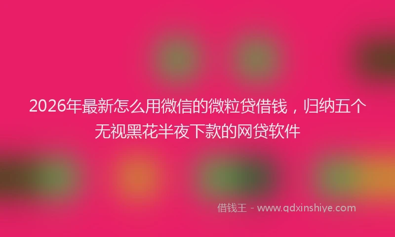 2026年最新怎么用微信的微粒贷借钱，归纳五个无视黑花半夜下款的网贷软件