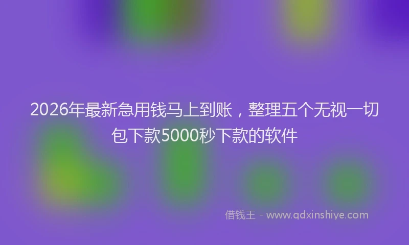 2026年最新急用钱马上到账，整理五个无视一切包下款5000秒下款的软件