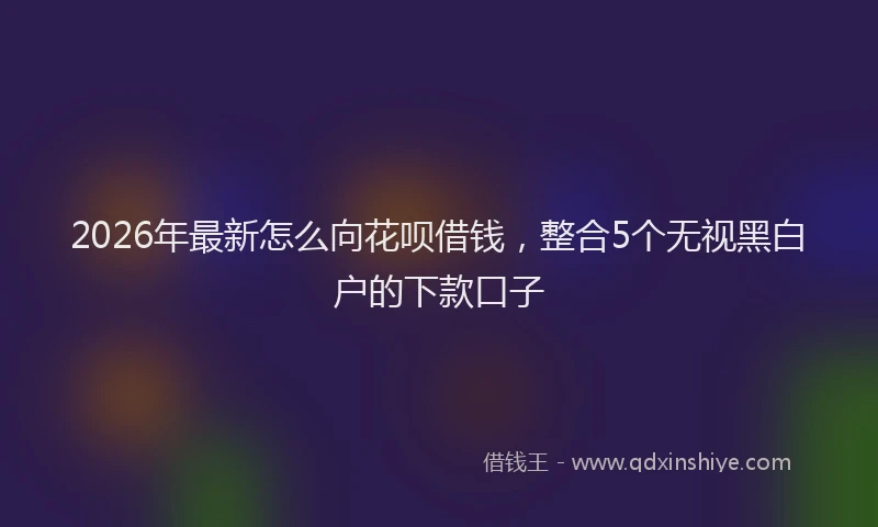 2026年最新怎么向花呗借钱，整合5个无视黑白户的下款口子
