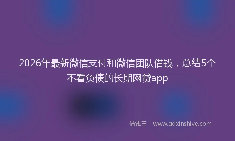 2026年最新微信支付和微信团队借钱，总结5个不看负债的长期网贷app