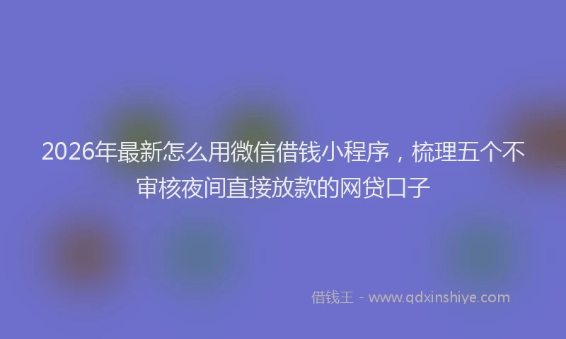 2026年最新怎么用微信借钱小程序，梳理五个不审核夜间直接放款的网贷口子