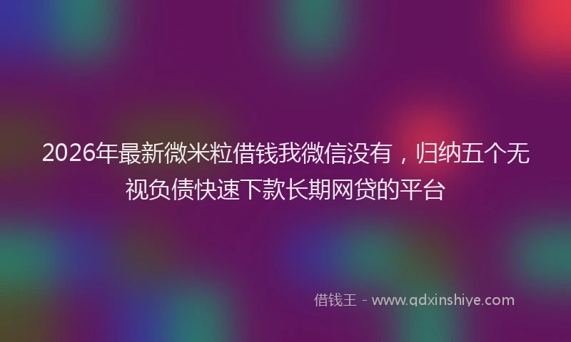 2026年最新微米粒借钱我微信没有，归纳五个无视负债快速下款长期网贷的平台