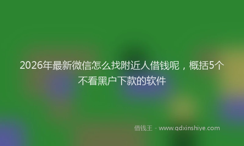 2026年最新微信怎么找附近人借钱呢，概括5个不看黑户下款的软件
