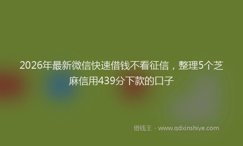 2026年最新微信快速借钱不看征信，整理5个芝麻信用439分下款的口子