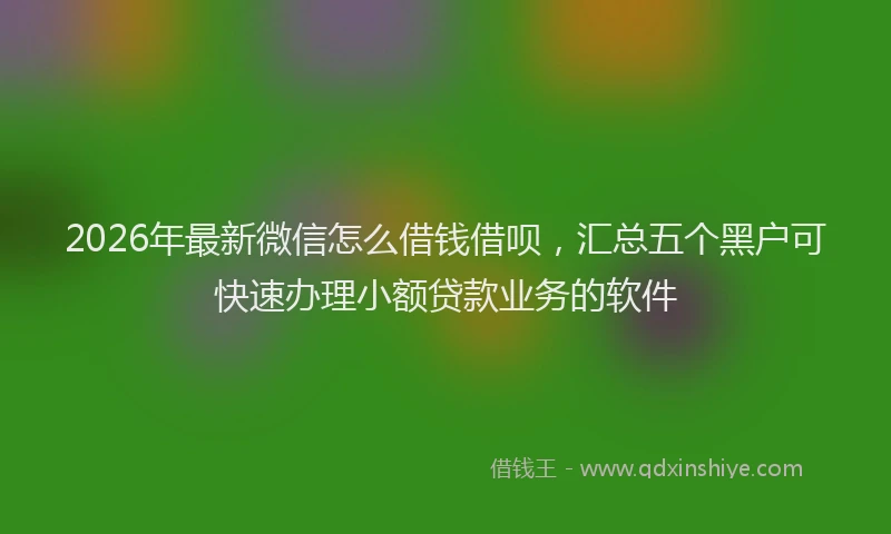 2026年最新微信怎么借钱借呗，汇总五个黑户可快速办理小额贷款业务的软件