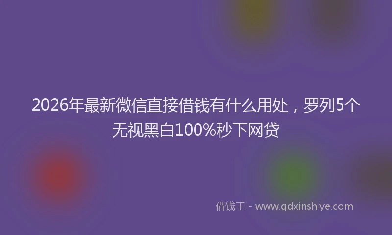 2026年最新微信直接借钱有什么用处，罗列5个无视黑白100%秒下网贷