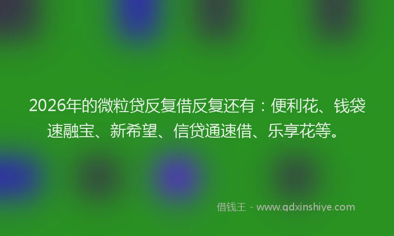2026年的微粒贷反复借反复还有：便利花、钱袋速融宝、新希望、信贷通速借、乐享花等。