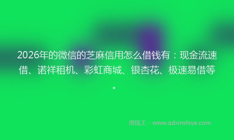2026年的微信的芝麻信用怎么借钱有：现金流速借、诺祥租机、彩虹商城、银杏花、极速易借等。