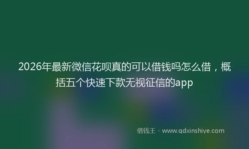 2026年最新微信花呗真的可以借钱吗怎么借，概括五个快速下款无视征信的app