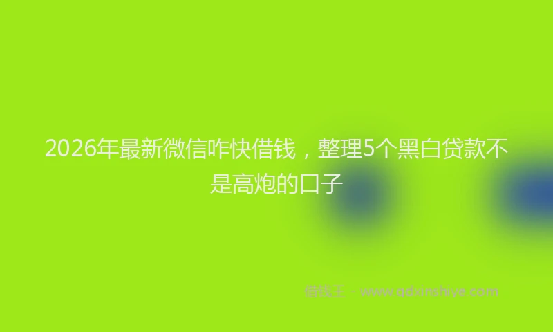 2026年最新微信咋快借钱，整理5个黑白贷款不是高炮的口子