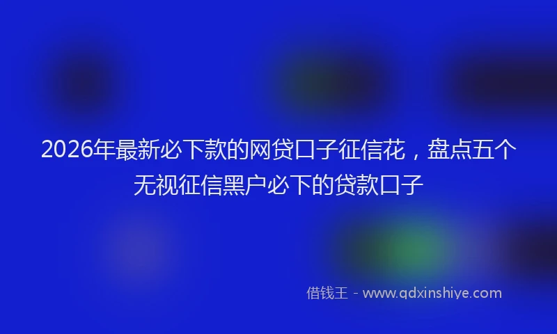 2026年最新必下款的网贷口子征信花，盘点五个无视征信黑户必下的贷款口子