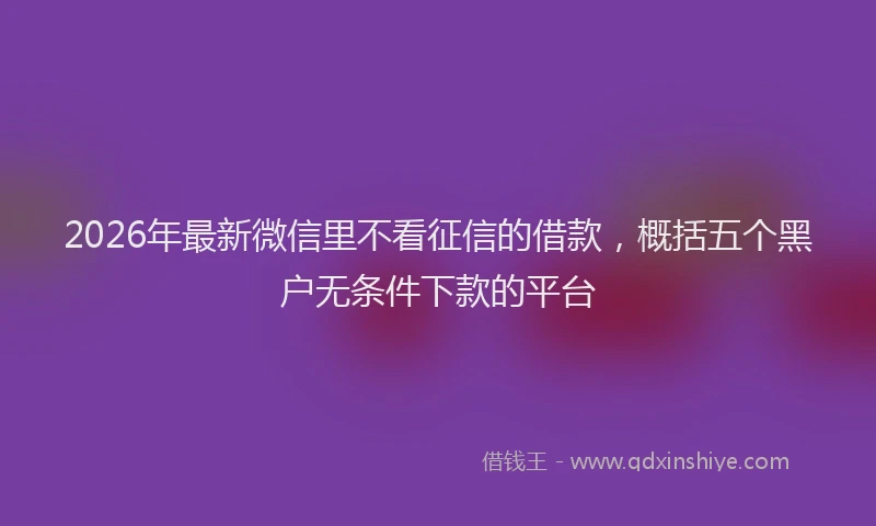 2026年最新微信里不看征信的借款，概括五个黑户无条件下款的平台