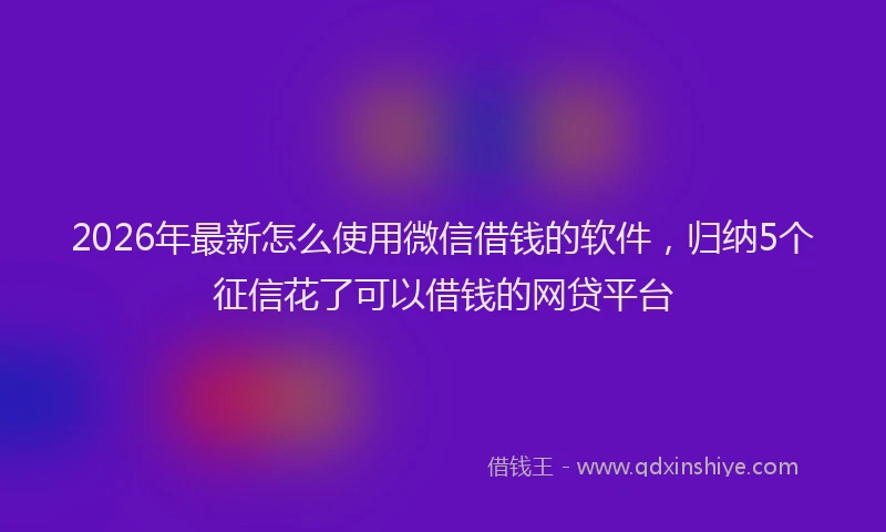 2026年最新怎么使用微信借钱的软件，归纳5个征信花了可以借钱的网贷平台
