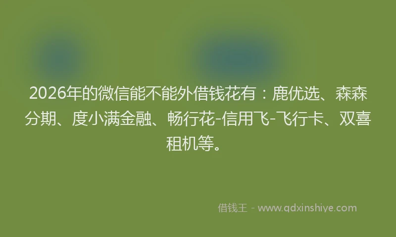 2026年的微信能不能外借钱花有：鹿优选、森森分期、度小满金融、畅行花-信用飞-飞行卡、双喜租机等。