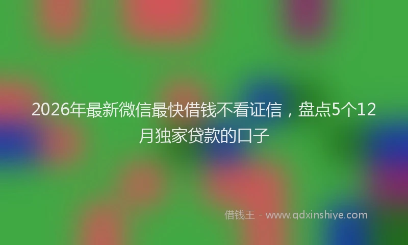 2026年最新微信最快借钱不看证信，盘点5个12月独家贷款的口子
