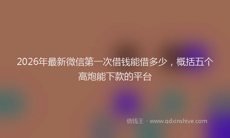 2026年最新微信第一次借钱能借多少，概括五个高炮能下款的平台