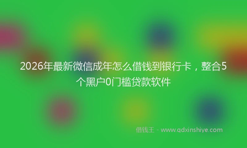 2026年最新微信成年怎么借钱到银行卡，整合5个黑户0门槛贷款软件