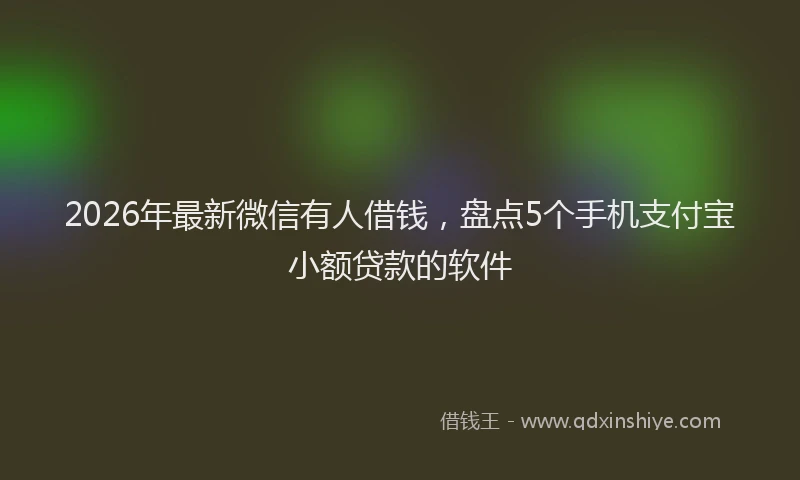 2026年最新微信有人借钱，盘点5个手机支付宝小额贷款的软件