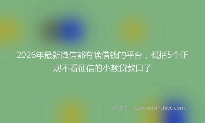 2026年最新微信都有啥借钱的平台，概括5个正规不看征信的小额贷款口子