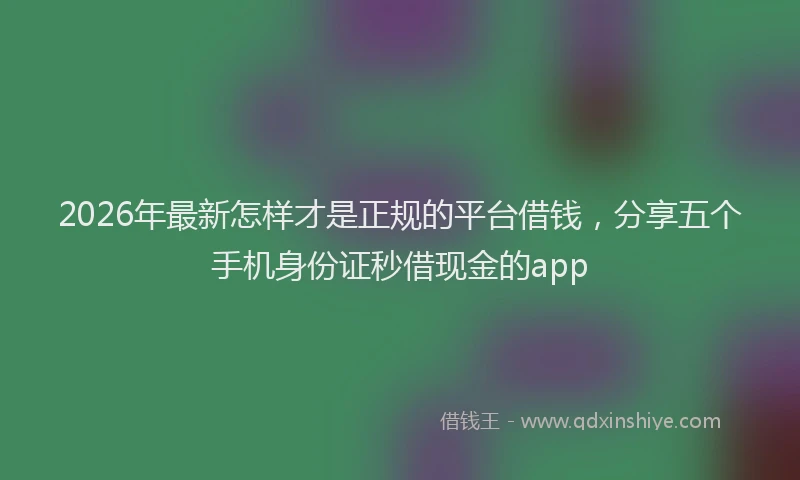 2026年最新怎样才是正规的平台借钱，分享五个手机身份证秒借现金的app