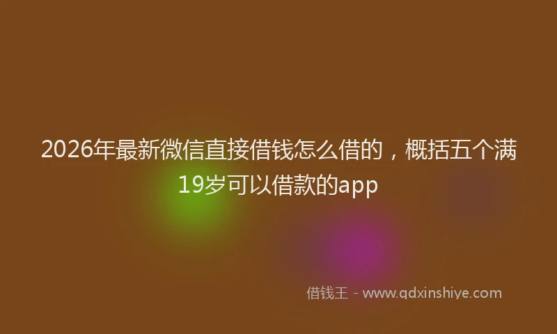 2026年最新微信直接借钱怎么借的，概括五个满19岁可以借款的app