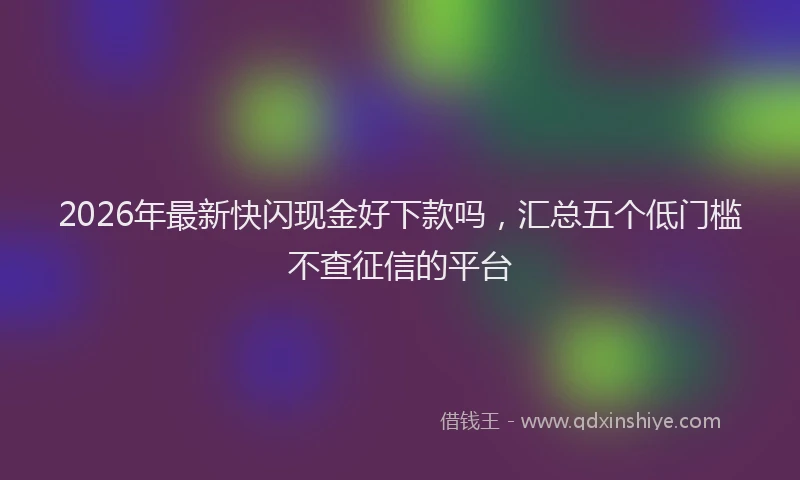2026年最新快闪现金好下款吗，汇总五个低门槛不查征信的平台