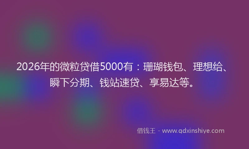 2026年的微粒贷借5000有：珊瑚钱包、理想给、瞬下分期、钱站速贷、享易达等。