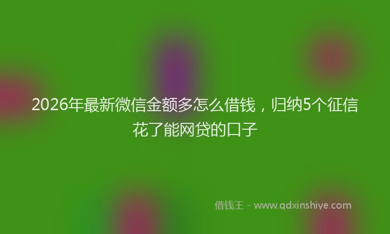 2026年最新微信金额多怎么借钱，归纳5个征信花了能网贷的口子