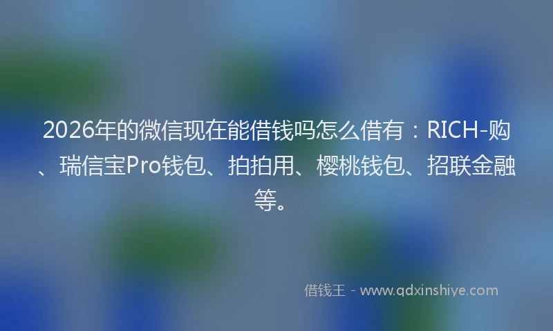 2026年的微信现在能借钱吗怎么借有：RICH-购、瑞信宝Pro钱包、拍拍用、樱桃钱包、招联金融等。