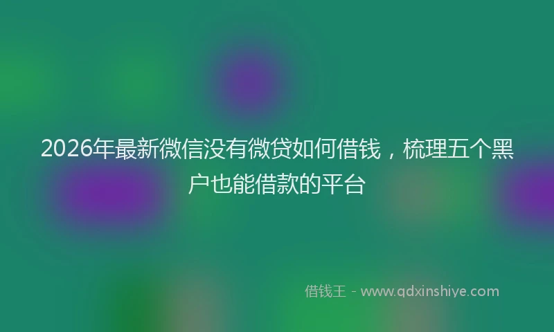 2026年最新微信没有微贷如何借钱，梳理五个黑户也能借款的平台