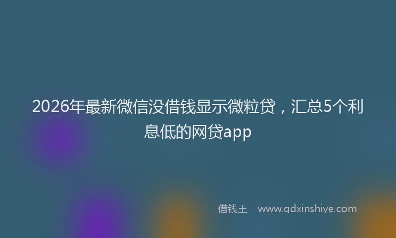 2026年最新微信没借钱显示微粒贷，汇总5个利息低的网贷app
