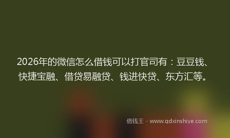 2026年的微信怎么借钱可以打官司有：豆豆钱、快捷宝融、借贷易融贷、钱进快贷、东方汇等。