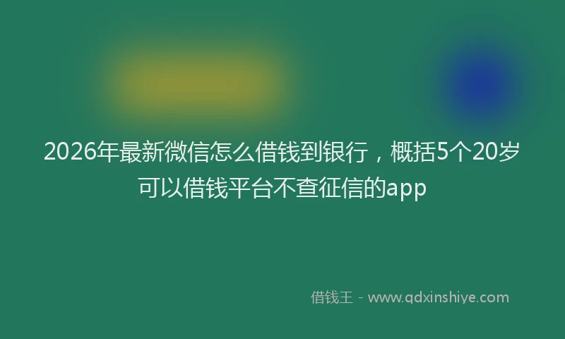 2026年最新微信怎么借钱到银行，概括5个20岁可以借钱平台不查征信的app