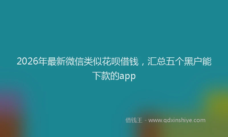 2026年最新微信类似花呗借钱，汇总五个黑户能下款的app
