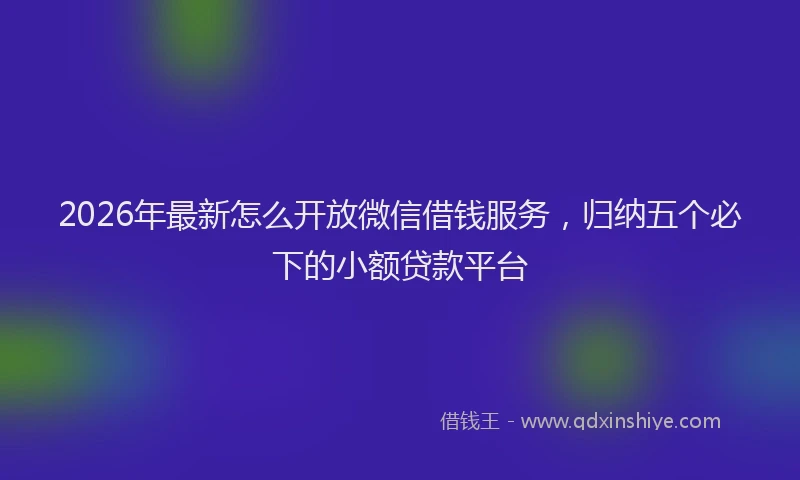 2026年最新怎么开放微信借钱服务，归纳五个必下的小额贷款平台