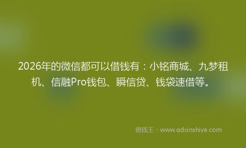 2026年的微信都可以借钱有：小铭商城、九梦租机、信融Pro钱包、瞬信贷、钱袋速借等。