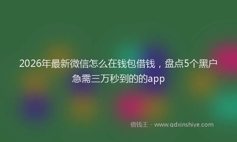 2026年最新微信怎么在钱包借钱，盘点5个黑户急需三万秒到的的app
