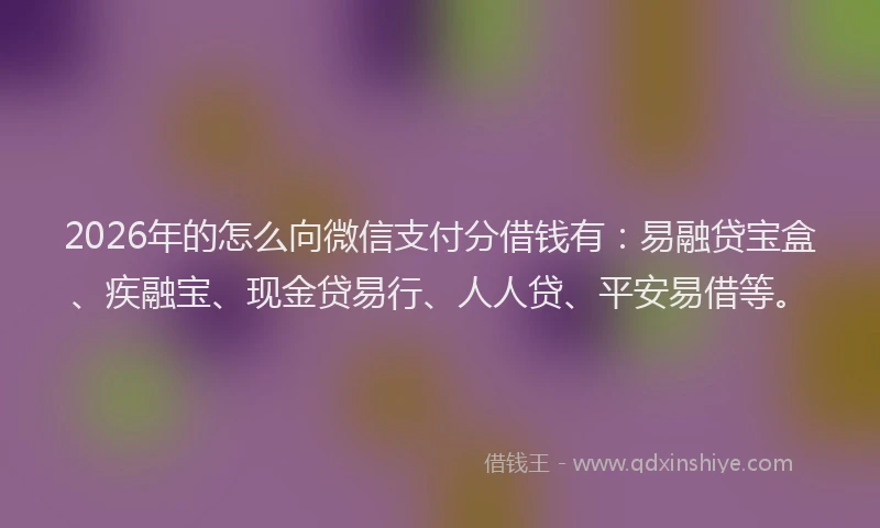 2026年的怎么向微信支付分借钱有：易融贷宝盒、疾融宝、现金贷易行、人人贷、平安易借等。