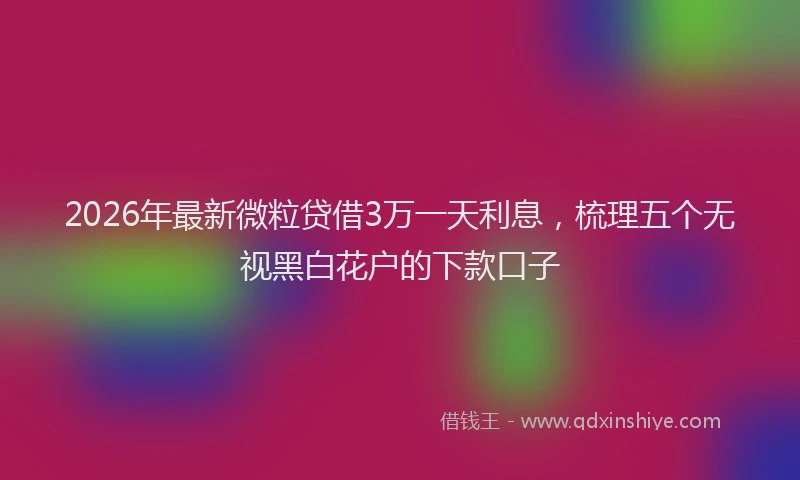 2026年最新微粒贷借3万一天利息，梳理五个无视黑白花户的下款口子
