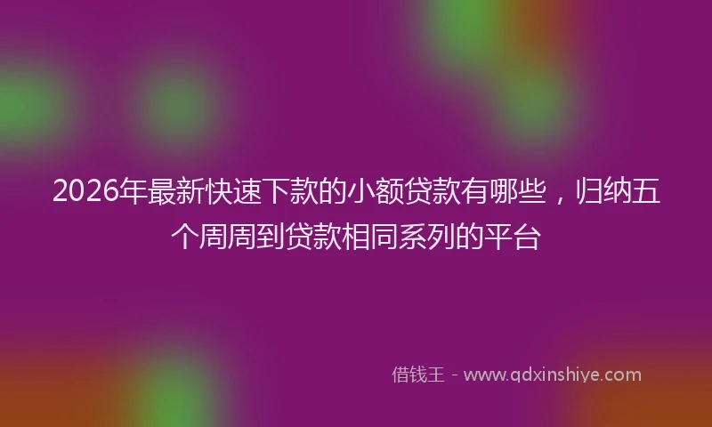 2026年最新快速下款的小额贷款有哪些，归纳五个周周到贷款相同系列的平台