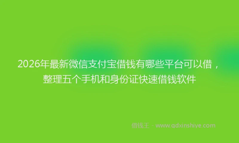 2026年最新微信支付宝借钱有哪些平台可以借，整理五个手机和身份证快速借钱软件